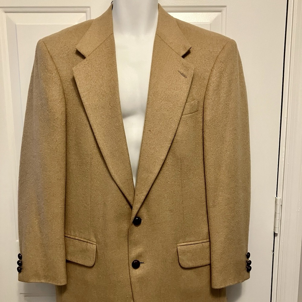 Crop & Saddle Camel Brown Men's Blazer 100% Cashmere Jacket Sport Coat Sz‎ 40 L